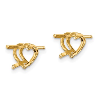 14k 7mm Heart Earring Mountings — alternate view