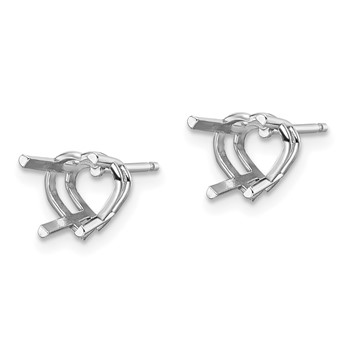 14k White Gold 7mm Heart Earring Mountings — alternate view