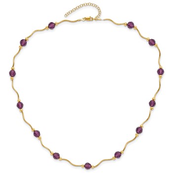 14k Purple Crystal Bead w/ 2 in Extension Necklace — alternate view