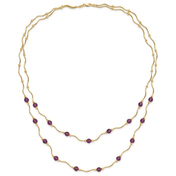 14ky Spiral Bead & Purple Crystal Multistrand Necklace — alternate view
