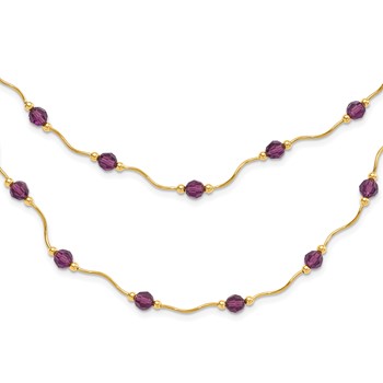 14ky Spiral Bead & Purple Crystal Multistrand Necklace