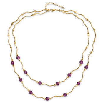 14ky Spiral Bead & Purple Crystal  w/2 in Ext Layered Necklace — alternate view