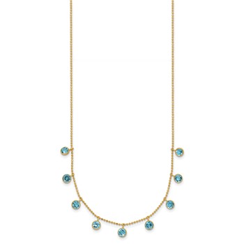 14k Blue Topaz Dangles 16 inch Necklace Plus 2 inch Extender — alternate view