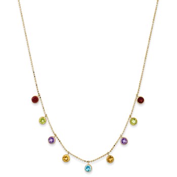 14K Amethyst/Citrine/Garnet/Peridot/Blue Topaz 16 inch Necklace Plus 2 inch Extender