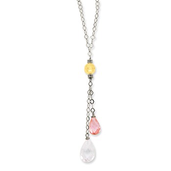 14K WG Clear & Pink CZ Necklace