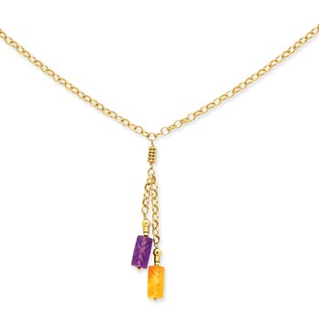 14K Amethyst & Citrine Drop Necklace