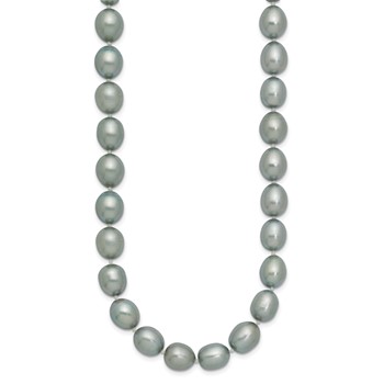 14k White Gold 8-9mm Grey Rice Freshwater Cultured Pearl 16 inch Necklace — alternate view