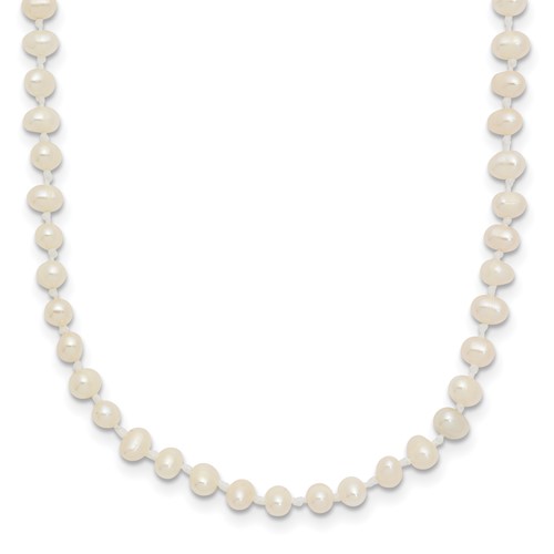 14k 3-4mm White Semi Round Freshwater Cultured Pearl Necklace