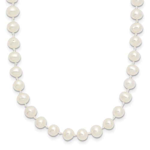 14k 4-5mm White Semi Round Freshwater Cultured Pearl Necklace