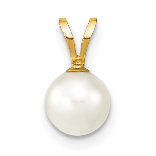 14k Gold 6-7mm White Saltwater Akoya Cultured Pearl Pendant