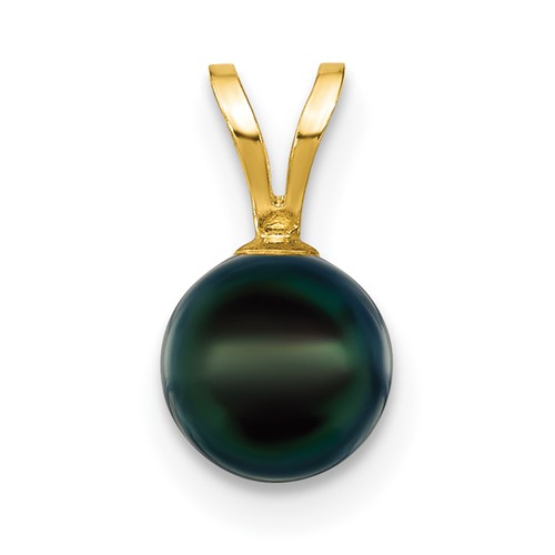 14k Gold 6-7mm Black Saltwater Akoya Cultured Pearl Pendant