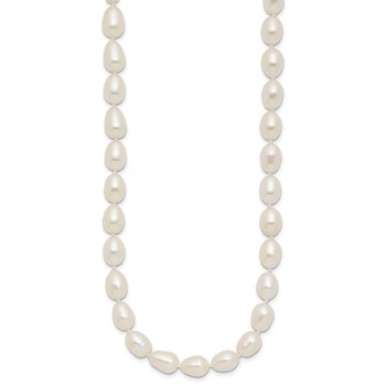 14k 7-8mm White Rice Freshwater Cultured Pearl 20 inch Necklace — alternate view