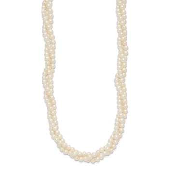 14k 6-7mm White Near-Round Freshwater Cultured Pearl 3-Strand 21 inch Necklace — alternate view