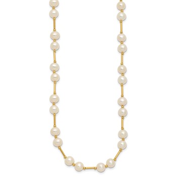 14k 6-7mm White Near-Round Freshwater Cultured Pearl Beaded 18 inch Necklace — alternate view