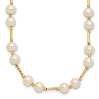 14k 6-7mm White Near-Round Freshwater Cultured Pearl Beaded 18 inch Necklace