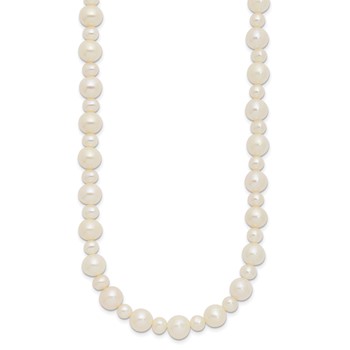 14k White Gold 5-8mm White Near-Round Freshwater Cultured Pearl 18 inch Necklace — alternate view