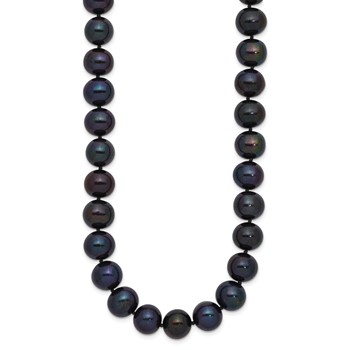 14k White Gold 10-11mm Black Near-Round Freshwater Cultured Pearl 18 inch Necklace — alternate view