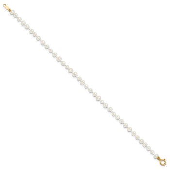 14k Madi K 3-4mm White Egg Shape Freshwater Cultured Pearl 6 inch Bracelet — alternate view