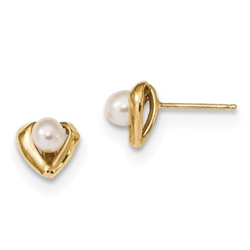 14k 4-5mm White Rice Freshwater Cultured Pearl Post Earrings