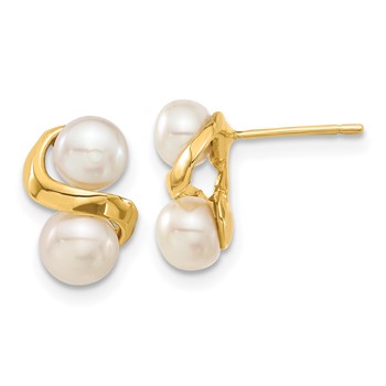 14k 5-6mm White Button Freshwater Cultured Pearl Post Earrings and Pendant Set — alternate view