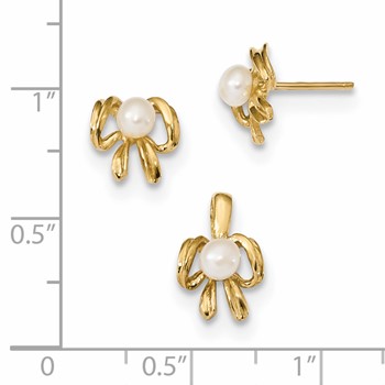 14k Children's 4-5mm White FWC Pearl Pendant and Earring Set — alternate view