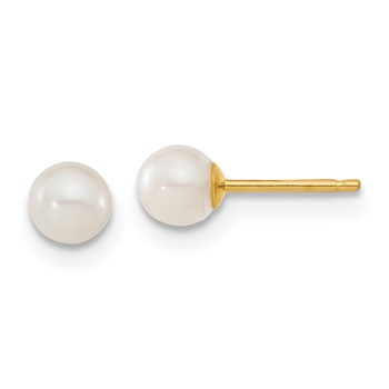 14k Children's 4-5mm White Round Freshwater Cultured Pearl Pendant and Post Earrings Set — alternate view