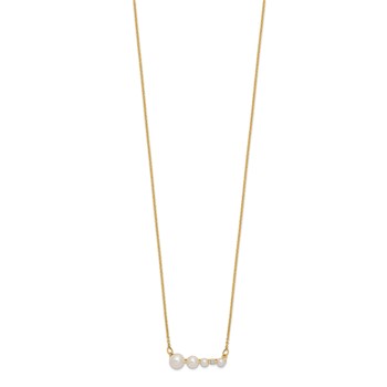 14k Graduated White Round Freshwater Cultured Pearl and 0.01 carat Diamond 17 inch Necklace — alternate view