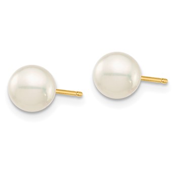 14k 6-6.5mm White/Grey/Black Round Freshwater Cultured Pearl 3 Pair Stud Post Earrings Set — alternate view