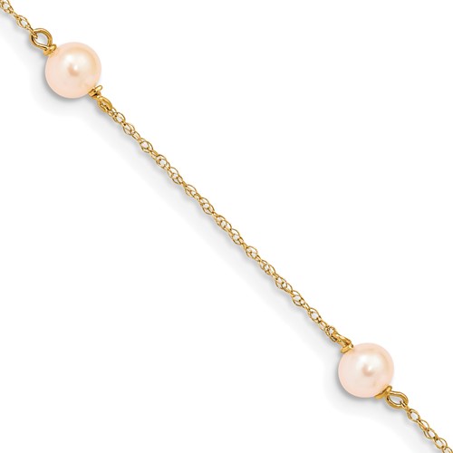 14K Madi K 5-6mm Pink Near-Round FWC Pearl 3-station Bracelet