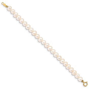 14k Madi K 4-5mm White Egg Shape Freshwater Cultured Pearl 5 inch Bracelet — alternate view