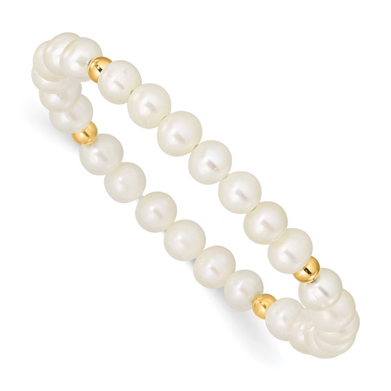 White Cultured Freshwater Pearl Stretch Bracelet with 4-5mm White Cultured Freshwater Pearl Stretch Bracelet with 4-5mm