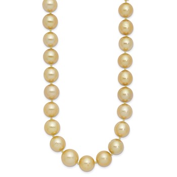 14k 9-12mm Golden South Sea Saltwater Cultured Graduated Baroque Pearl 19 inch Necklace — alternate view