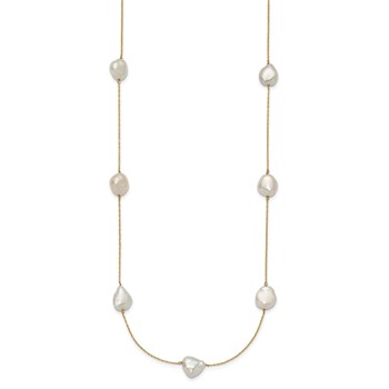 14k 10-11mm White Keshi Freshwater Cultured Pearl 7-Station 20 inch Necklace — alternate view