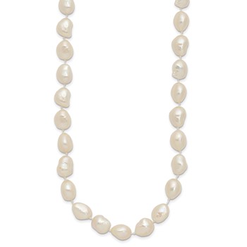 14k 7x11 White Baroque Freshwater Cultured Pearl 18 inch Necklace — alternate view