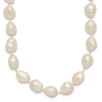 14k 7x11 White Baroque Freshwater Cultured Pearl 18 inch Necklace