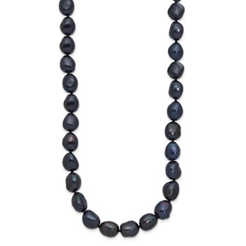14k White Gold 7x11 Black Baroque Freshwater Cultured Pearl 18 inch Necklace — alternate view