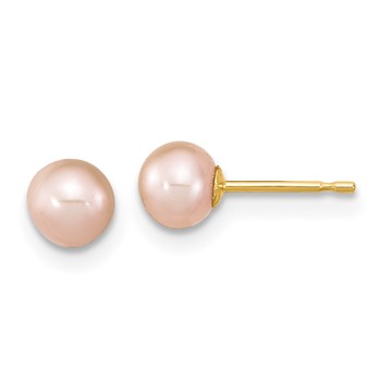 14k Madi K 4-5mm Pink Round Freshwater Cultured Pearl Pendant and Post Earrings Set — alternate view