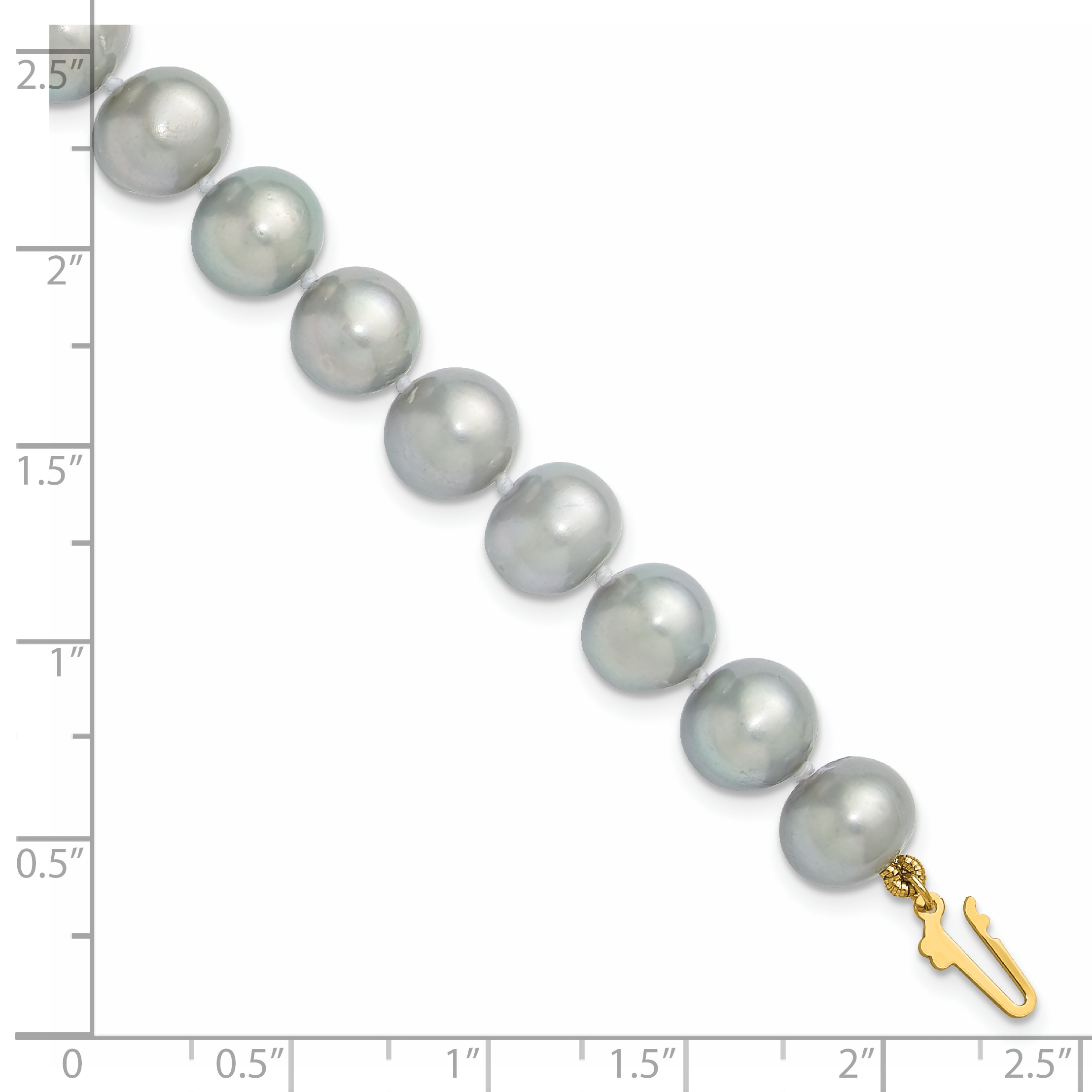 Pearl 8-9mm Grey Near Round Freshwater Cultured Bracelet Real 14k Yellow Gold detailed image 5