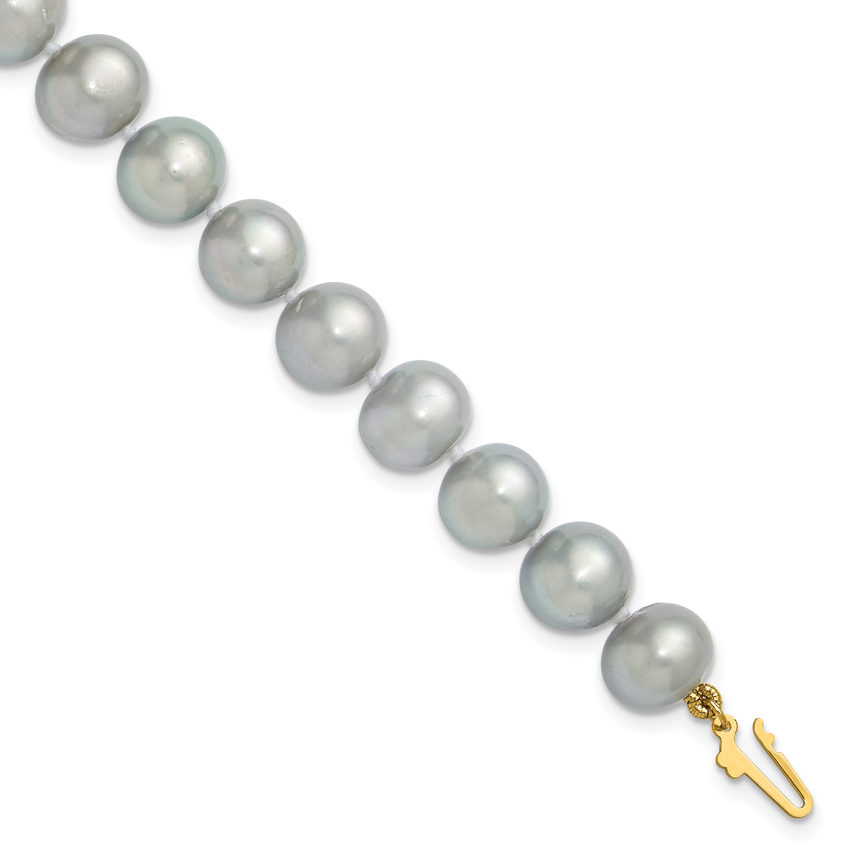 Pearl 8-9mm Grey Near Round Freshwater Cultured Bracelet Real 14k Yellow Gold main product image