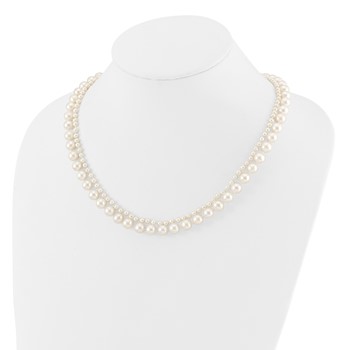 14k 3-4mm and 7-8mm White Near-Round Freshwater Cultured Pearl 2-Strand 18 inch Necklace — alternate view