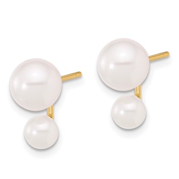 14k 4-5mm and 6-7mm White Round Akoya Saltwater Cultured Pearl Post Earrings — alternate view