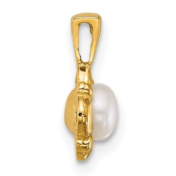 14k Polished 4-5mm Button White Freshwater Cultured Pearl Pendant — alternate view