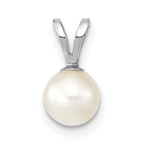 14K White Gold 5-6mm Round White Saltwater Akoya Pendant