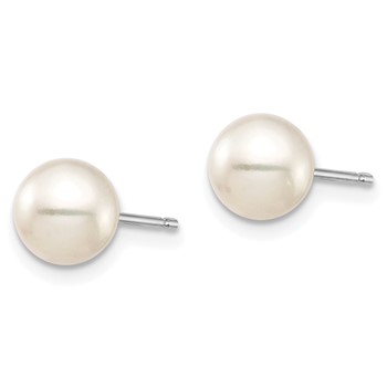 14k White Gold 6-7mm Black and White Round Freshwater Cultured Pearl 2 Pair Stud Post Earrings Set — alternate view