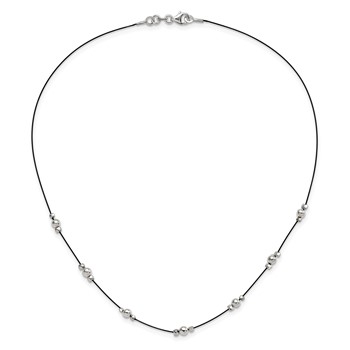 Sterling Silver & Steel Wire Beaded Station Necklace — alternate view