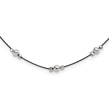 Sterling Silver & Steel Wire Beaded Station Necklace