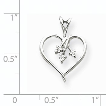 14k White Gold A Diamond heart pendant — alternate view