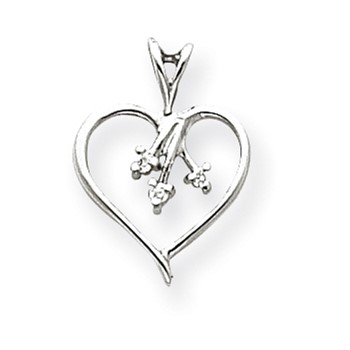 14k White Gold A Diamond heart pendant