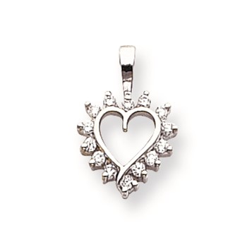 14k White Gold VS Diamond heart pendant