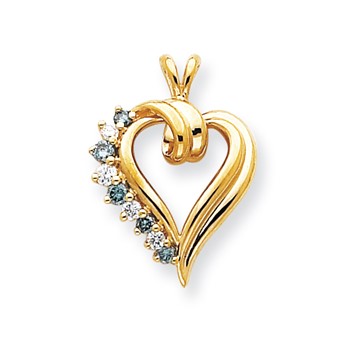14k Blue dia/AA Heart Pendant